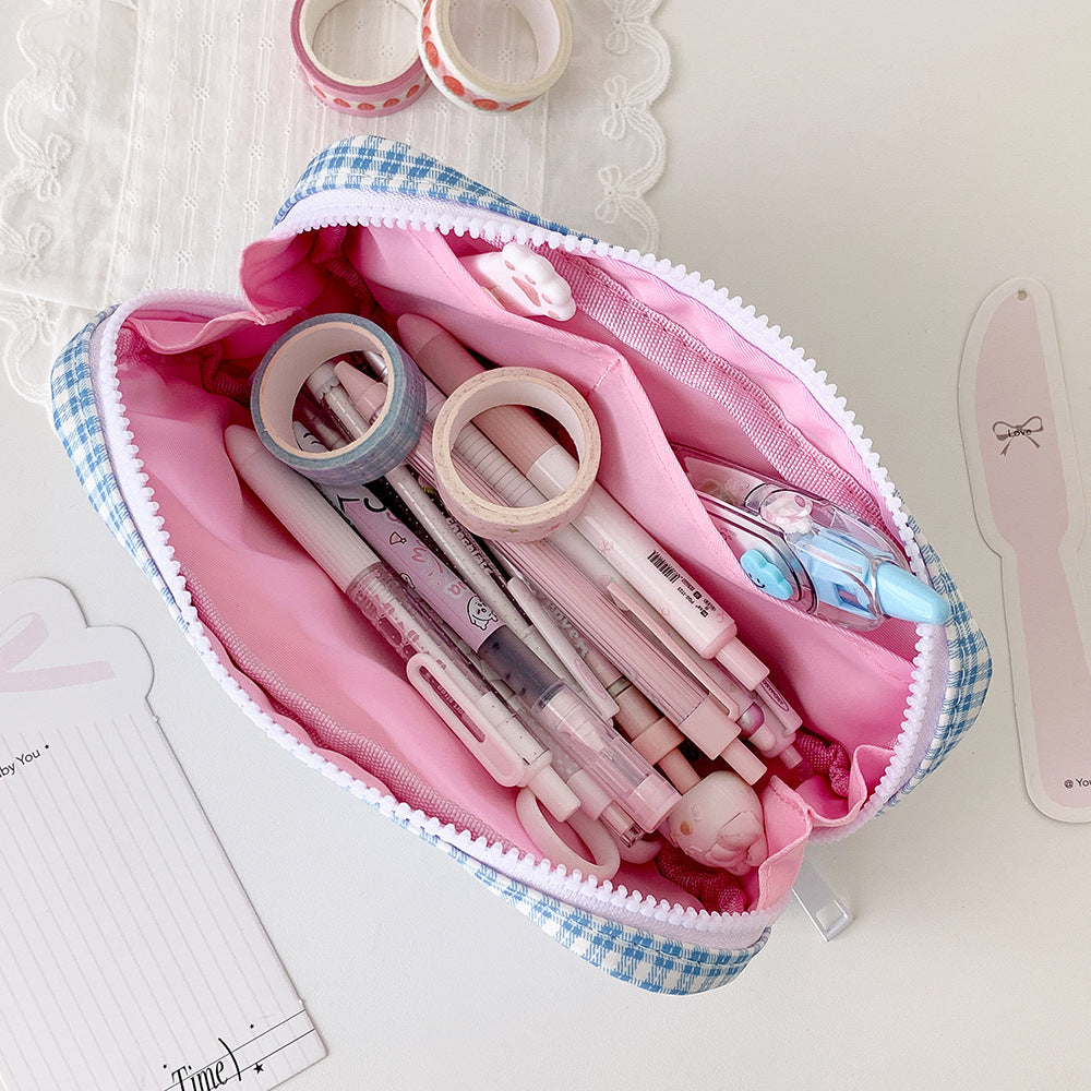 Stylische Gingham Karierten Stiftetui Karnz