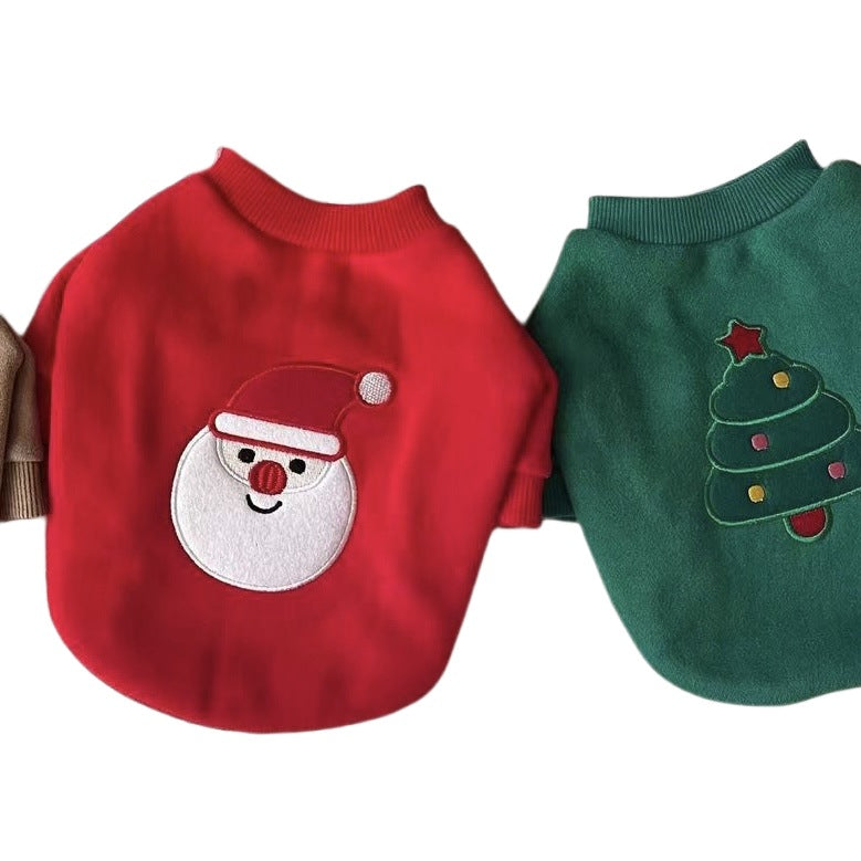 Klein Hund Plüsch-Futter Weihnachtsembrodiertes Weihnachtsbaum Sweatshirt