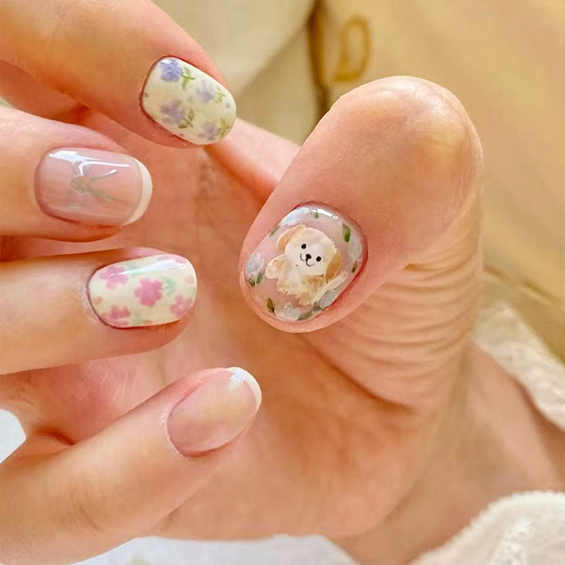 Künstlerisches katzenmotiviertes Press-On-Nagelkunstset Karnz