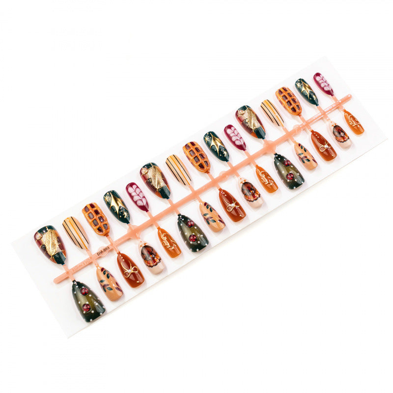 Kreatives herbstliches Press-On-Nagelkunst-Set
