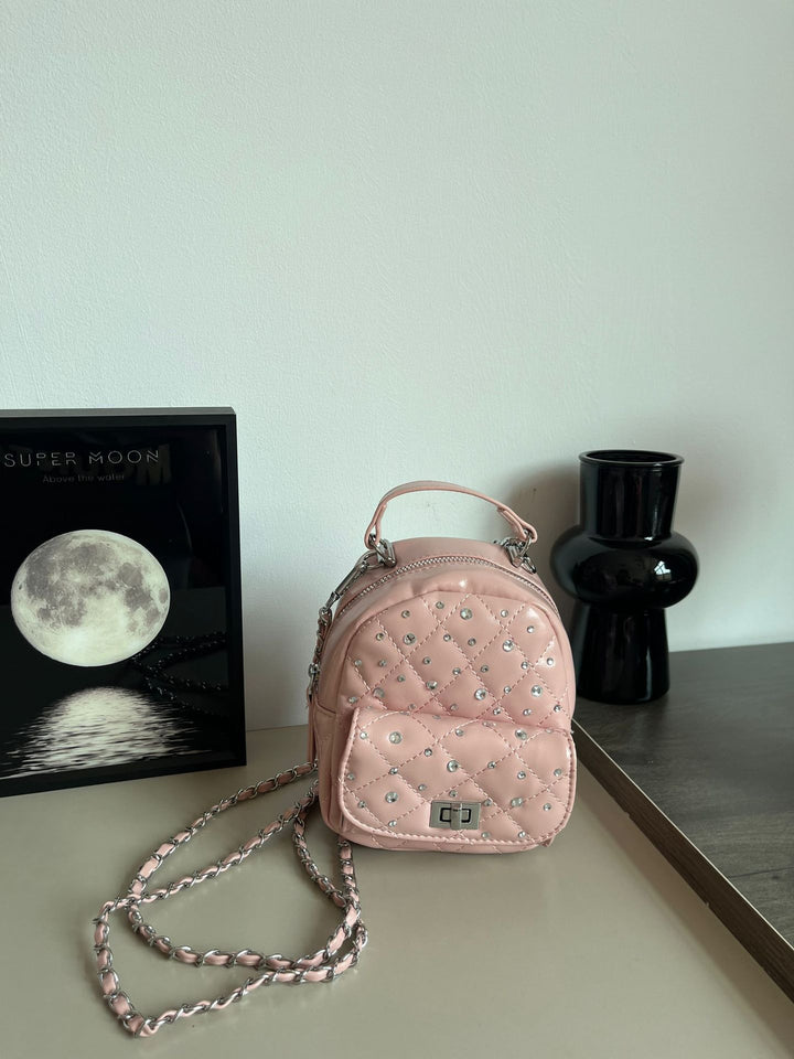 Quilted Mini-Rucksack mit Strass-Akzenten Karnz