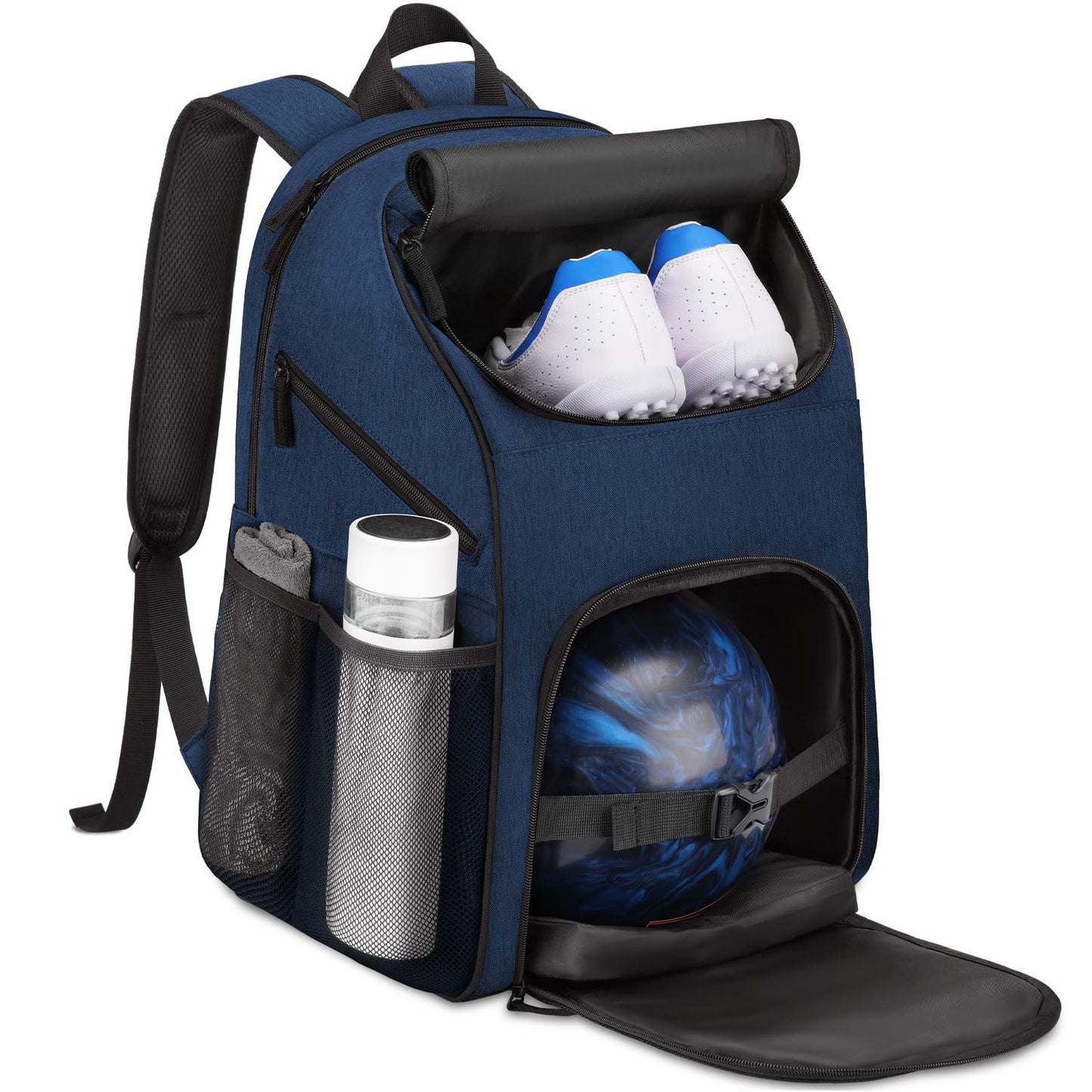 Unisex Sportlicher Rucksack mit speziellen Fächern für Schuhe und Bowlingball Karnz