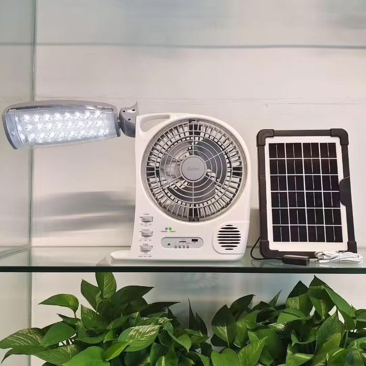 Damen tragbarer Solar-Ventilator mit integrierter LED-Beleuchtung Karnz