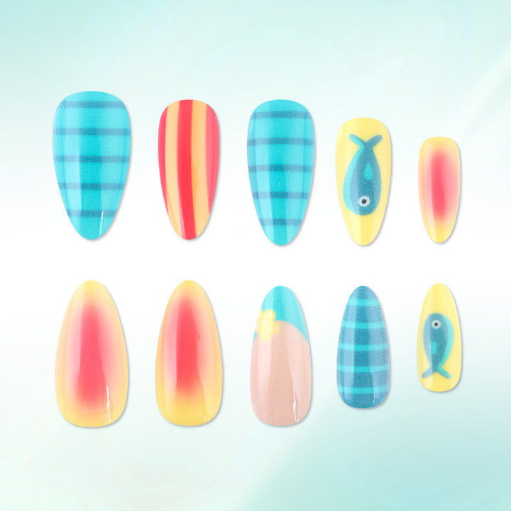 Vibrantes Künstlerisches Press-On Nagelset Karnz