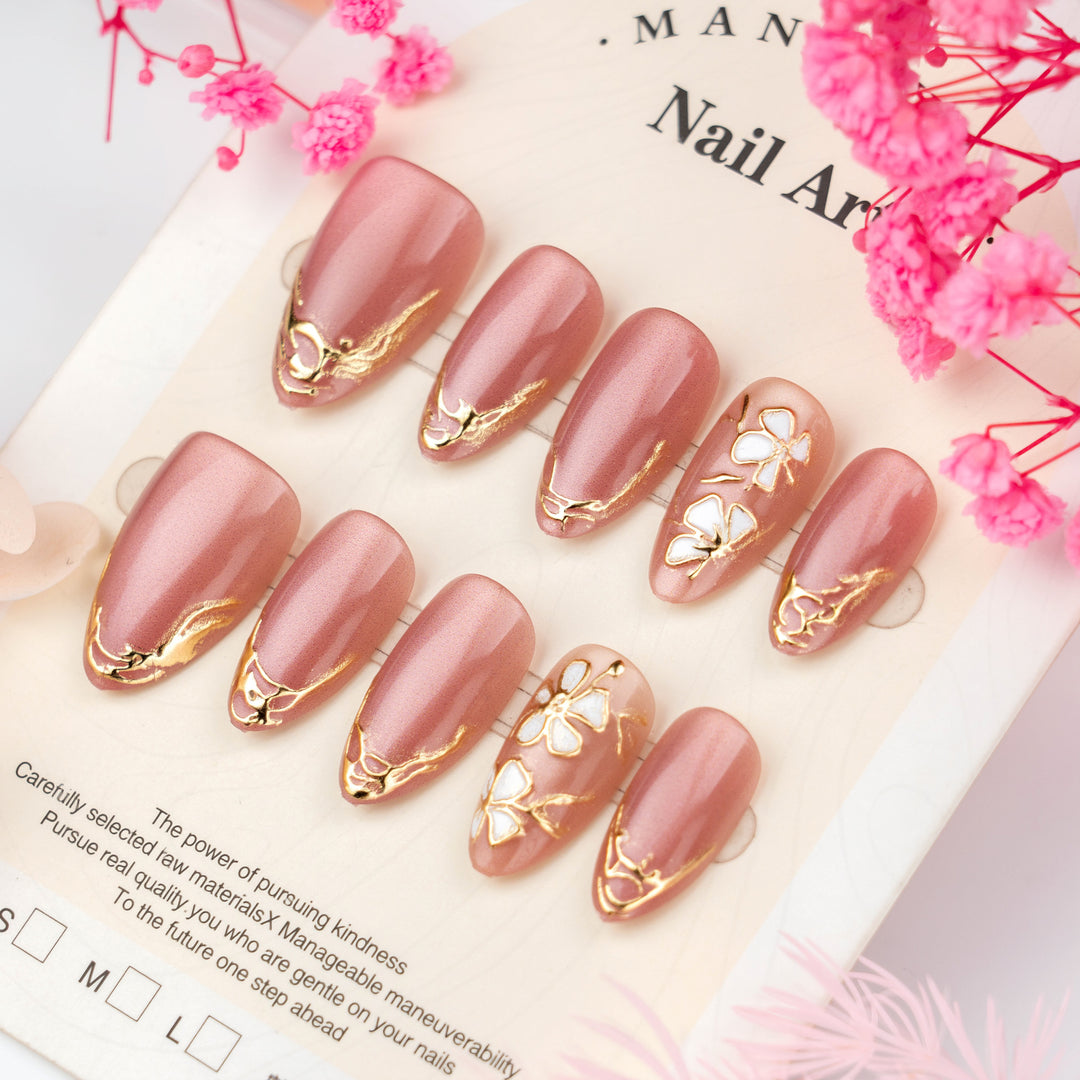 Künstlerisches floral-geprägtes Press-On-Nagelset
