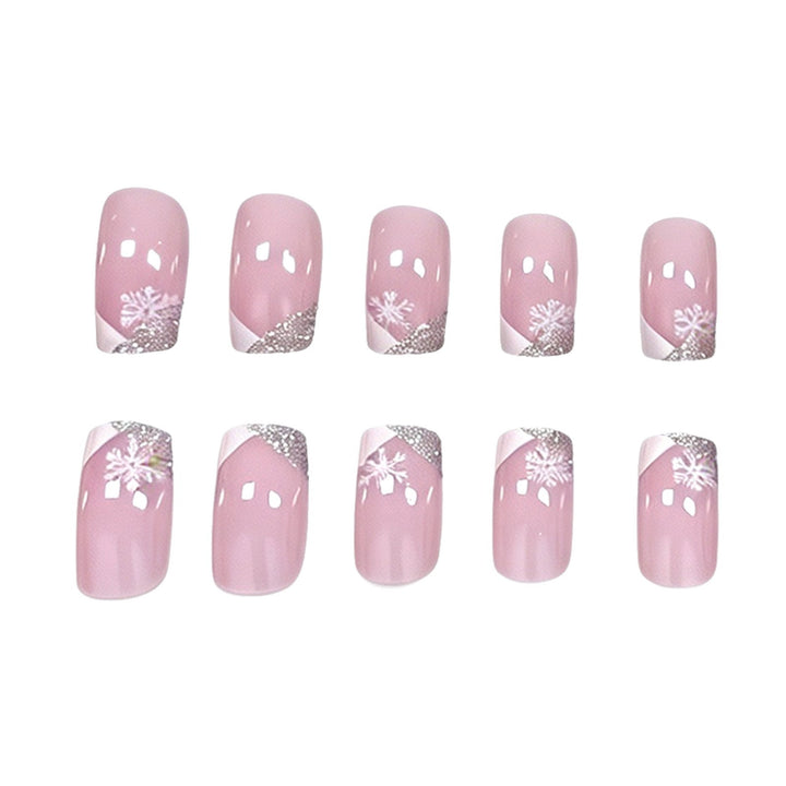 Elegante Schneeflocke Französische Spitze Nagelkunst Karnz