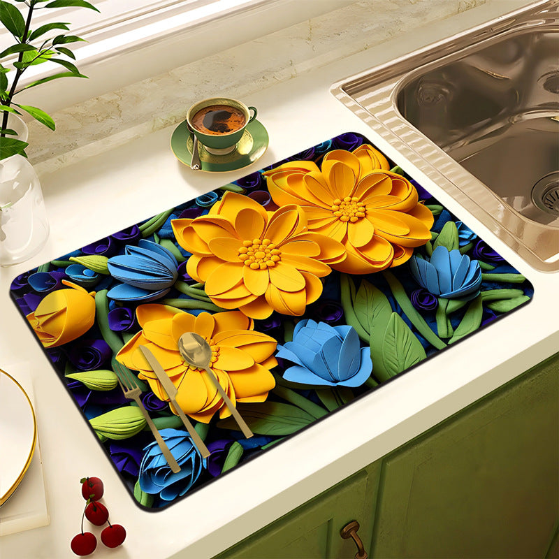 Blumenmuster Anti-Rutsch Küchenmatte