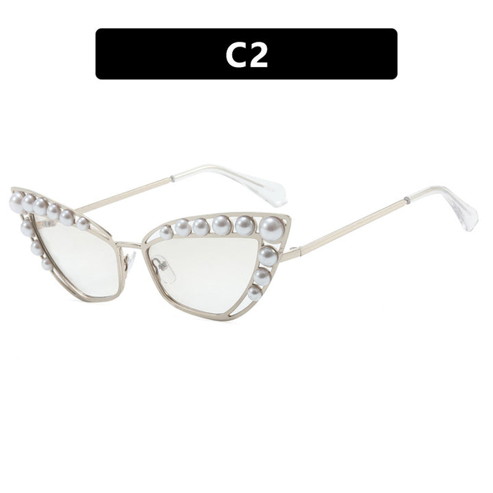 Damen Cat-Eye Sonnenbrille mit exklusivem Perlenspitzen-Rahmen Karnz