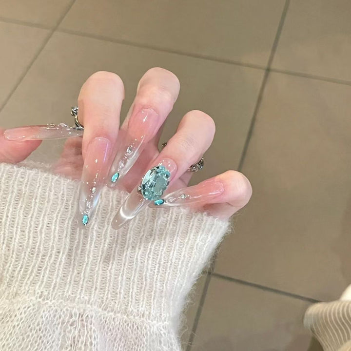 Glamouröse Kristall Press-On-Nagelset Karnz