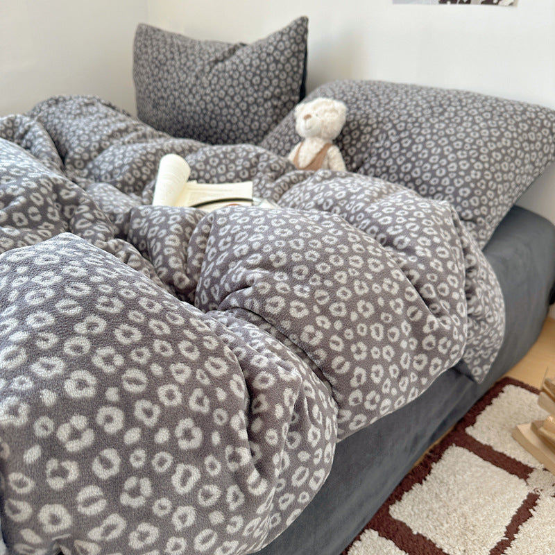 Premium Weiche Gestreifte Fleece Bettwäsche Set