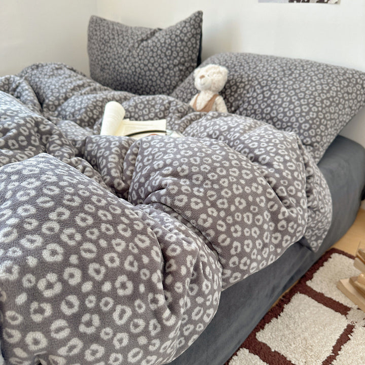 Premium Weiche Gestreifte Fleece Bettwäsche Set