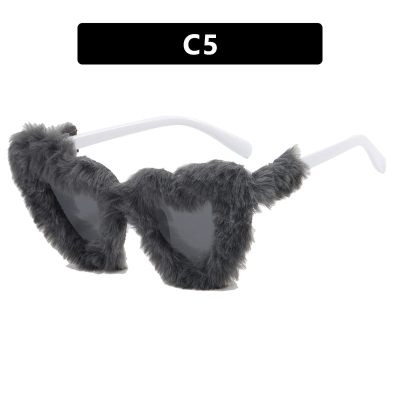 Damen Pfoten-Sonnenbrille mit luxuriösem Pelzbesatz Karnz