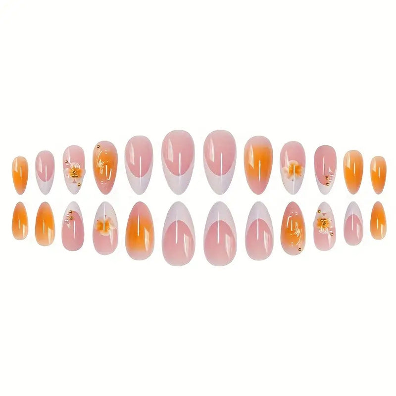 Künstlerisches Florales Design Press-On Nagelset Karnz