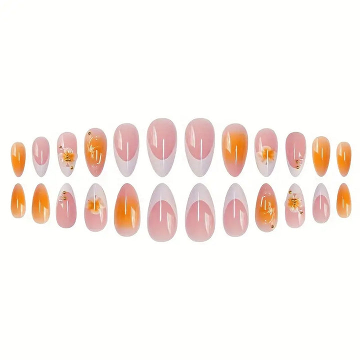 Künstlerisches Florales Design Press-On Nagelset Karnz