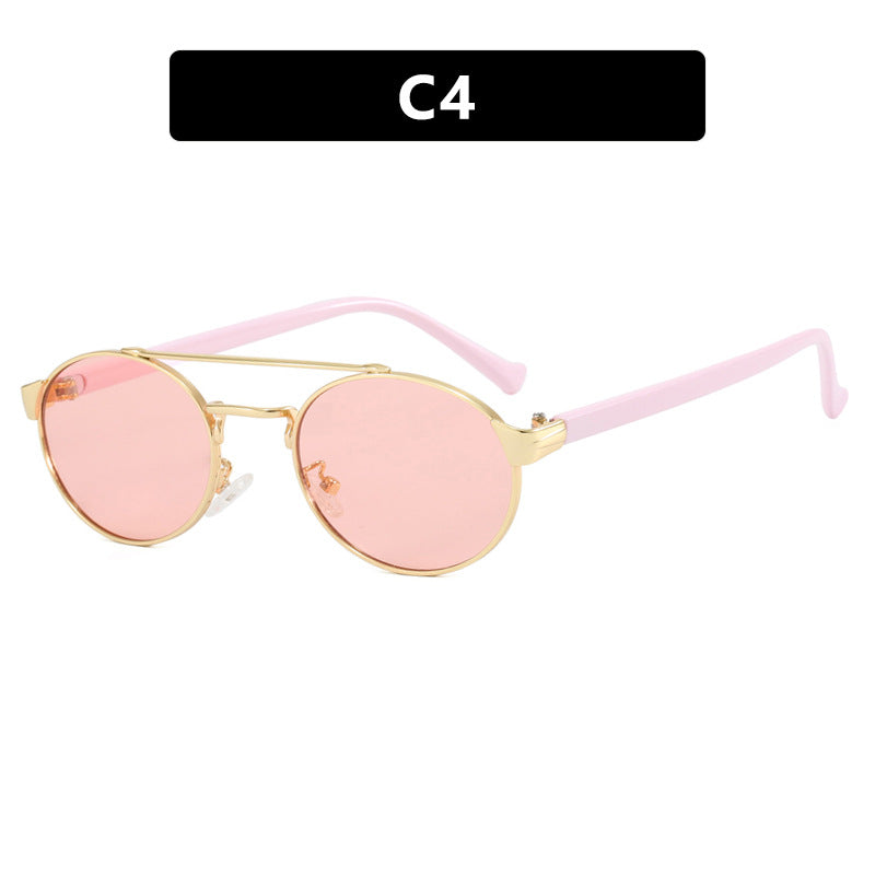 Damen modische Sonnenbrille im stilvollen runden Design mit goldenen Akzenten Karnz