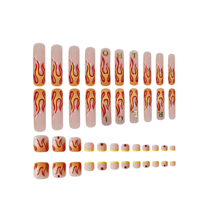 Flammenmuster Press-On Nagelkunst Karnz