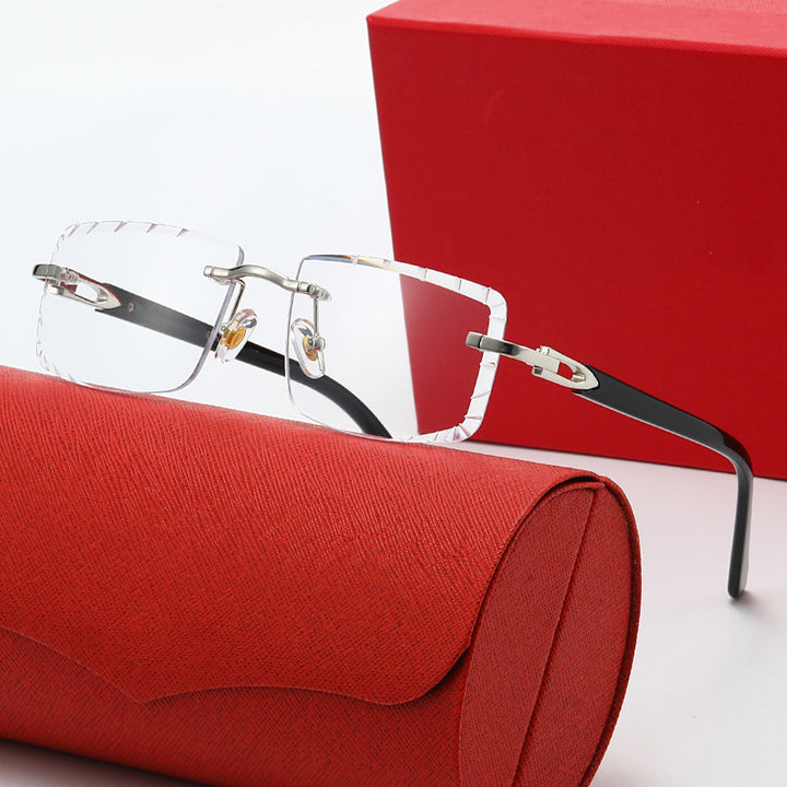 Damen modische quadratische Sonnenbrille mit goldenem Metallakzent und edlem Rahmen Karnz
