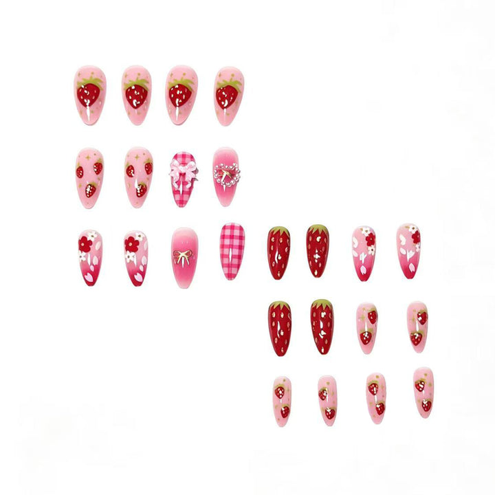 Erdbeer-Themen Press-On Nail Art Set Karnz