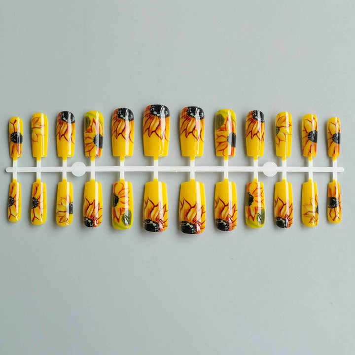 Künstlerisches Sonnenblumen Acryl Nagelkunst Set