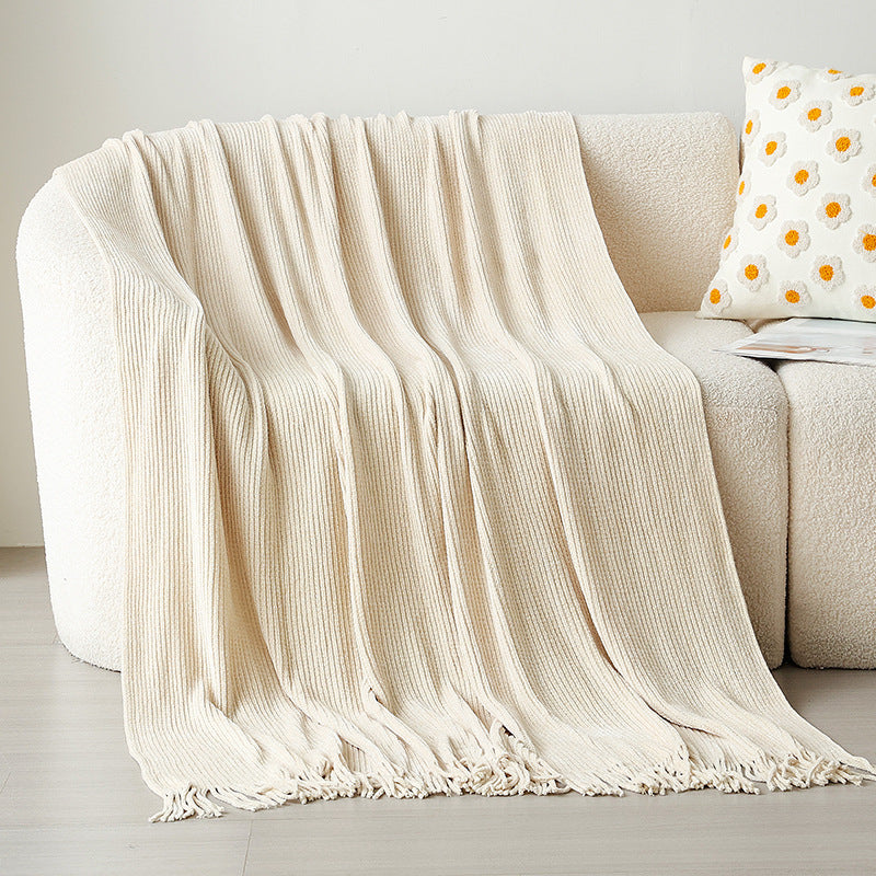 Weiches strukturiertes Strickwurfdecke