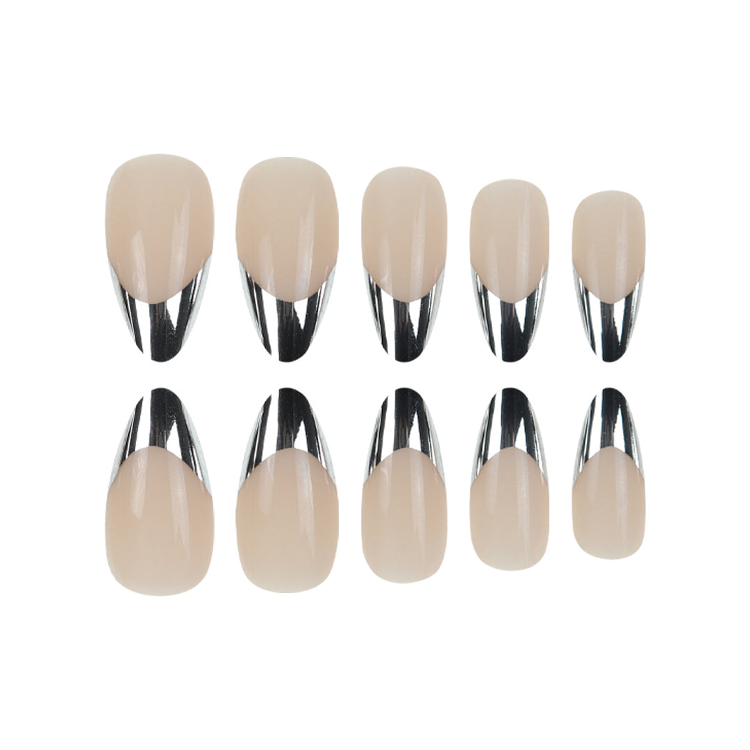 Lange Stiletto Metallic Tip Press-On Nägel Karnz