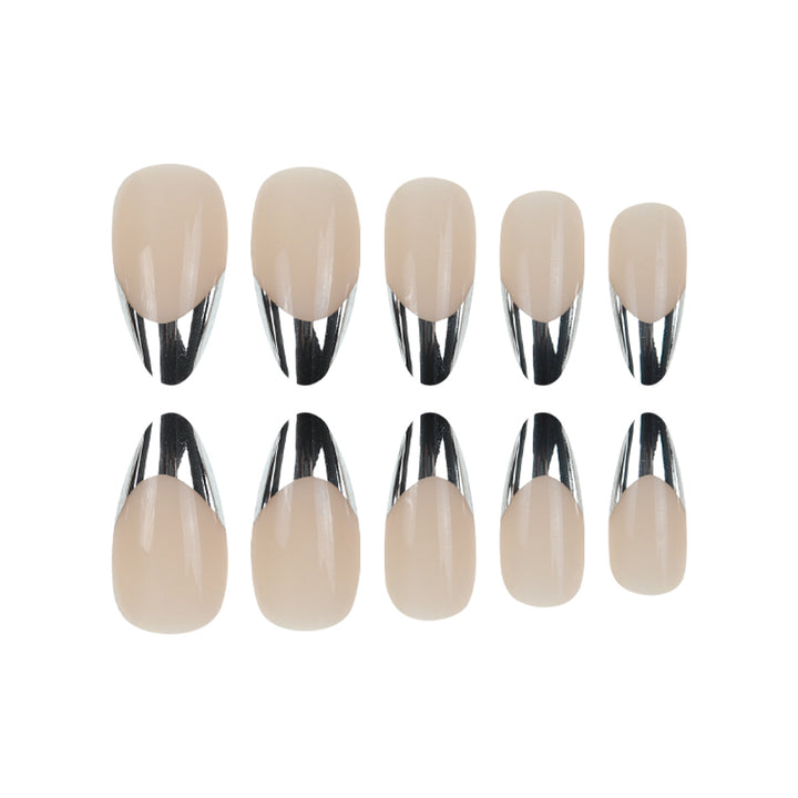 Lange Stiletto Metallic Tip Press-On Nägel Karnz