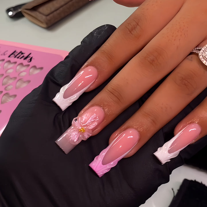 Blumeninspirierten 3D Press-On-Nagelkunst Verlängerungen Karnz