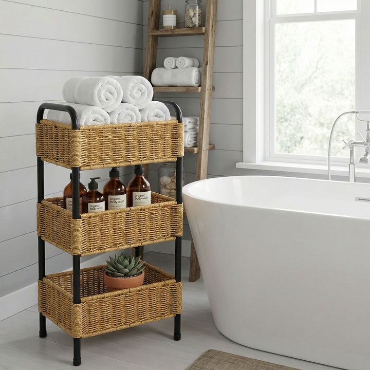 Multi-Tier Geflochtener Badezimmer-Organisator Korb Karnz