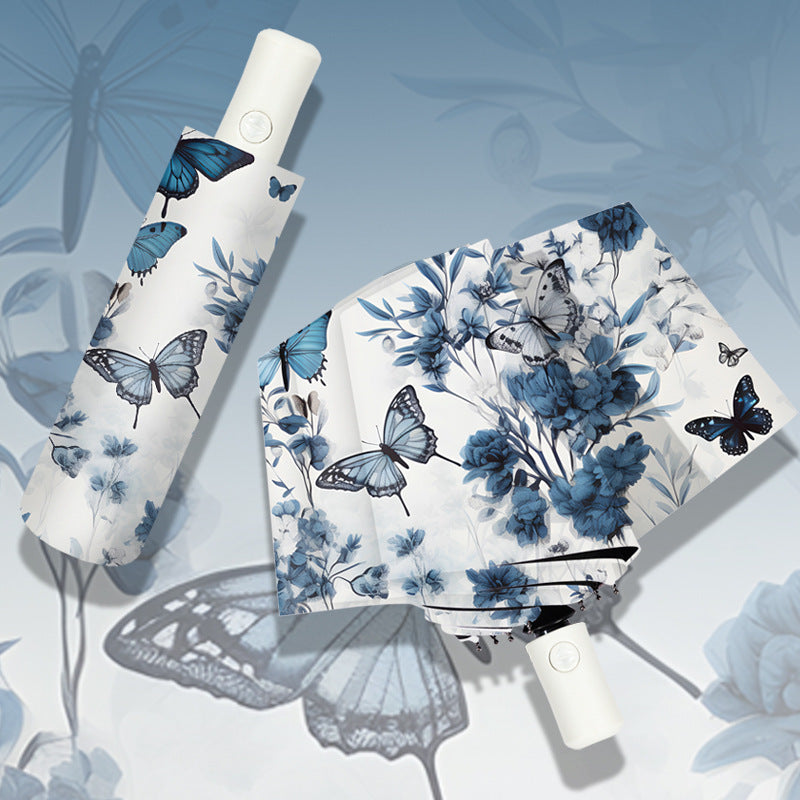 Damen eleganter Regenschirm mit floralen Design Karnz