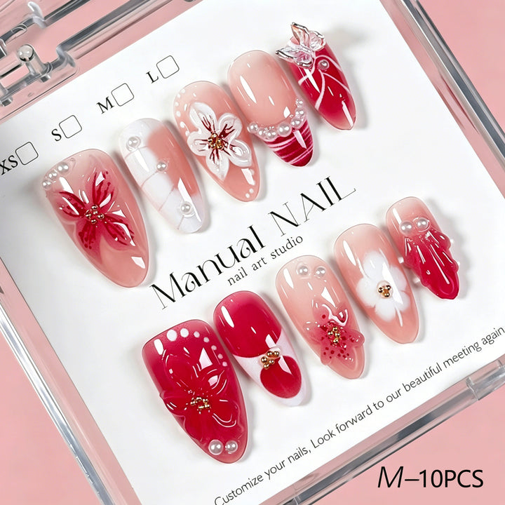 Dekorative Blumen Press-On Nagelkunst Kollektion Karnz