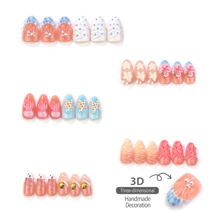 Ozean-inspiriertes dekoratives Press-on-Nagelset