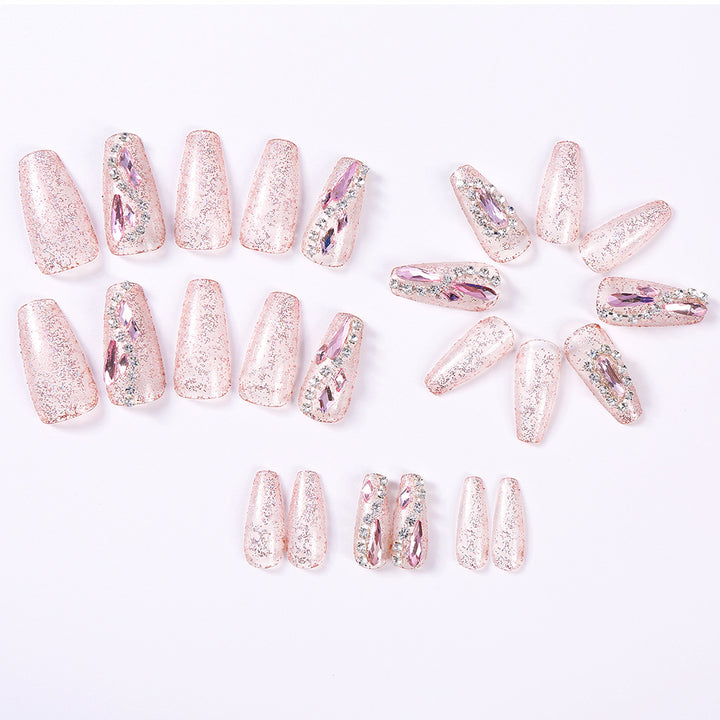 Glamouröse mit Strass verzierte Press-On-Nagelspitzen Karnz