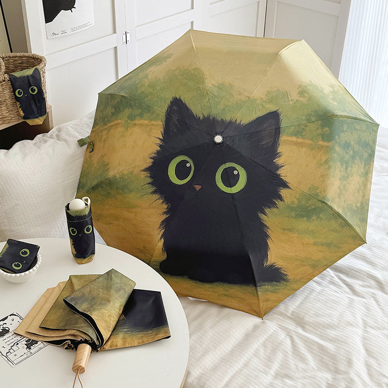 Damen Faltregenschirm mit kreativem Katzenmotiv Karnz