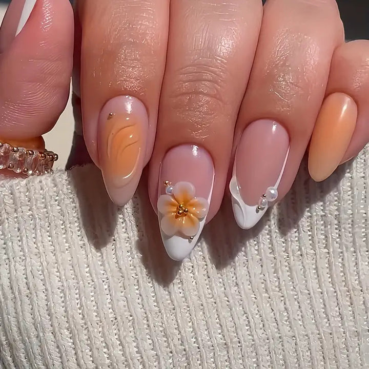 Künstlerisches Florales Design Press-On Nagelset Karnz