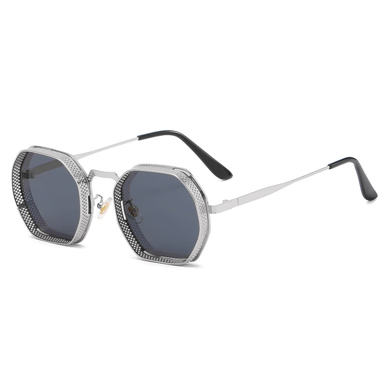 Damen Sonnenbrille mit einzigartigem oktagonalem Metallrahmen Karnz