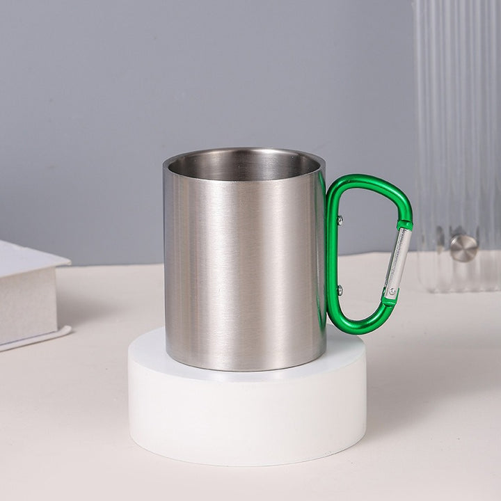 Damen Edelstahl Kaffee-Becher mit Karabiner Griff Karnz