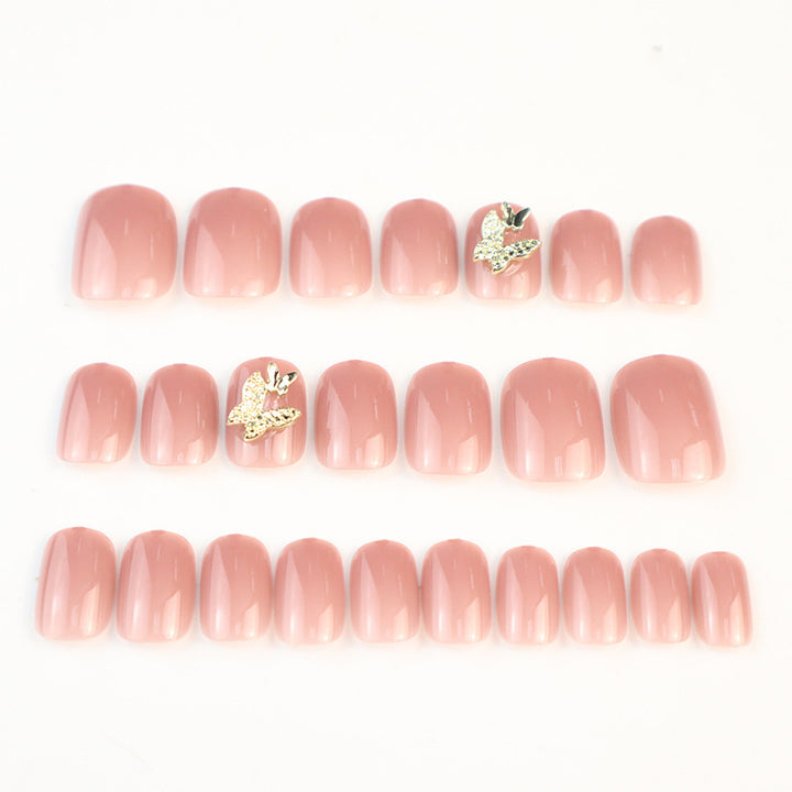 Elegantes Press-On-Nagelset mit Schmetterlingsakzenten
