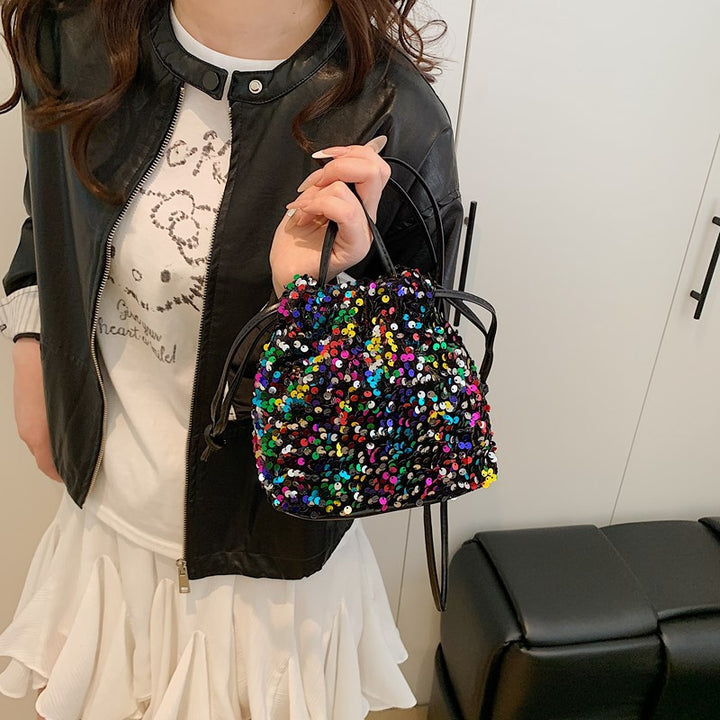 Glitzernde Pailletten Mini Tasche mit Kordelzug Karnz