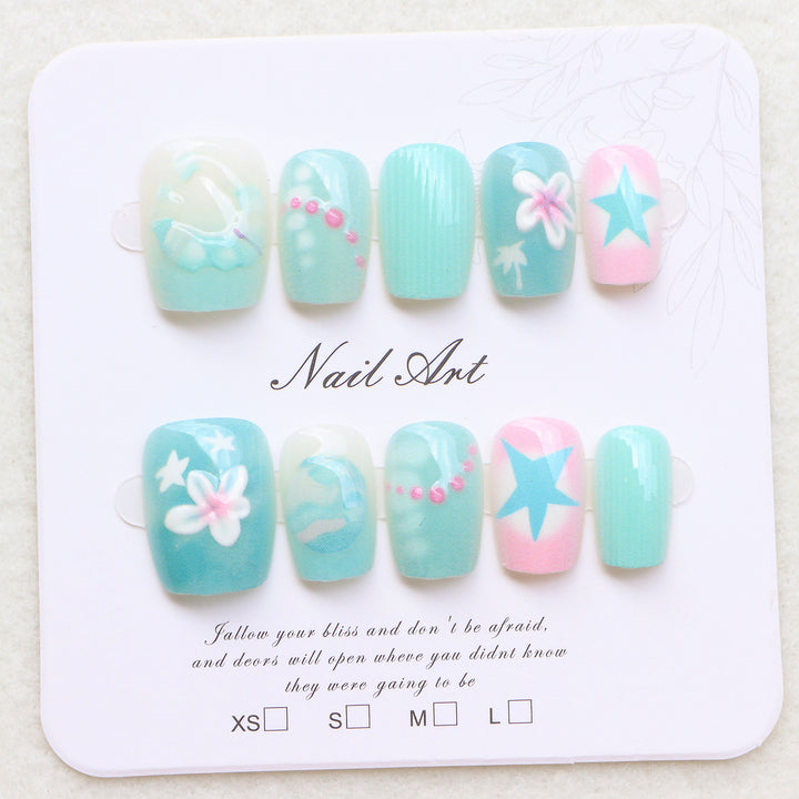 Mermaid-inspirierte dekorative Press-On-Nagel-Set Karnz