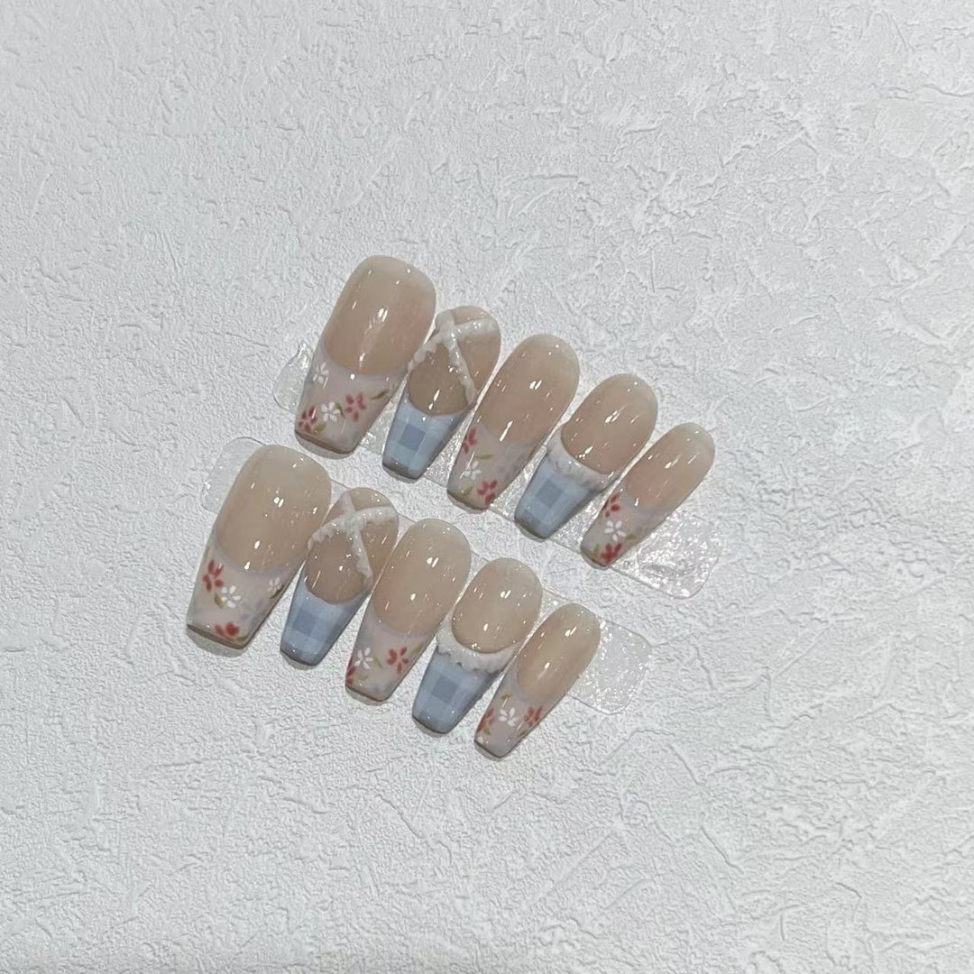 Florales Design Acryldruck-Nagelset Karnz