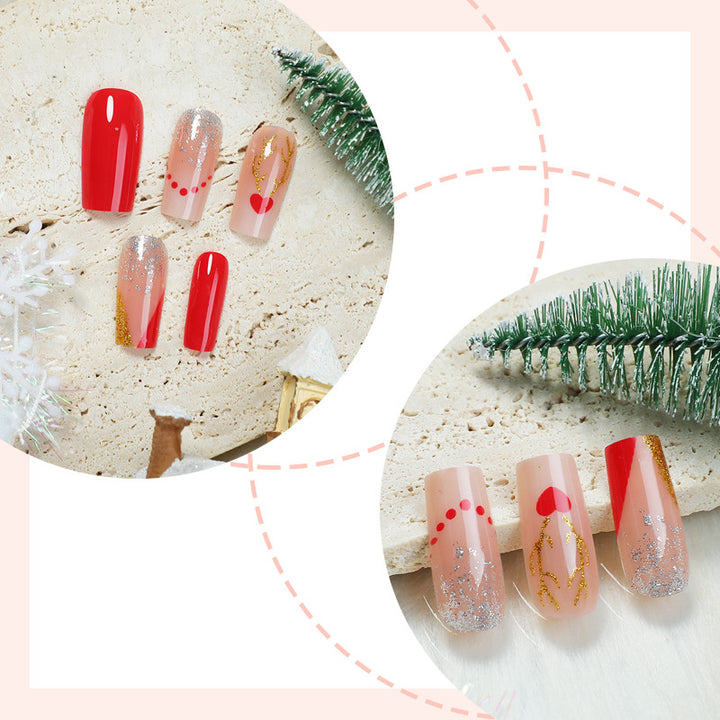 Kreatives Kunstnagelset mit romantischen Herz- und Glitzerelementen Karnz