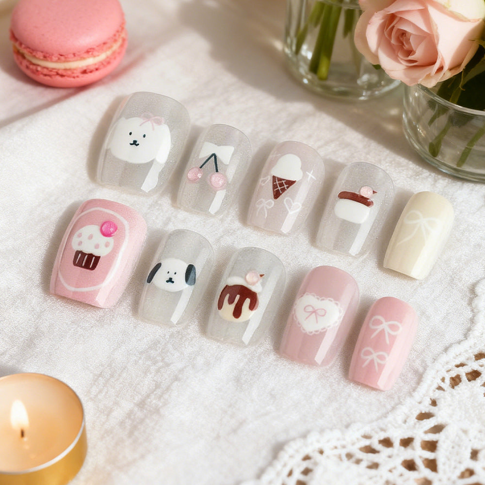 Niedliches thematisches Press-On Nagelset Karnz