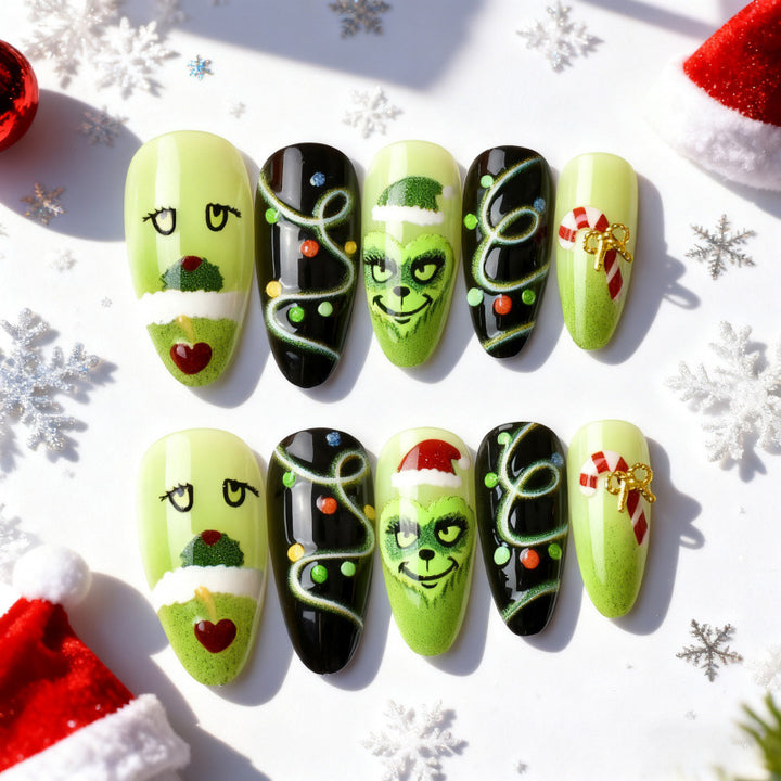 Themenweihnachtspress-on-Nagelset