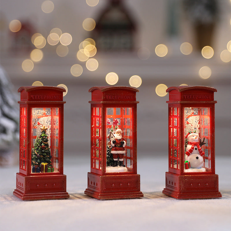 Weihnachtlich gestaltete Miniatur-Telefonzelle Dekoration