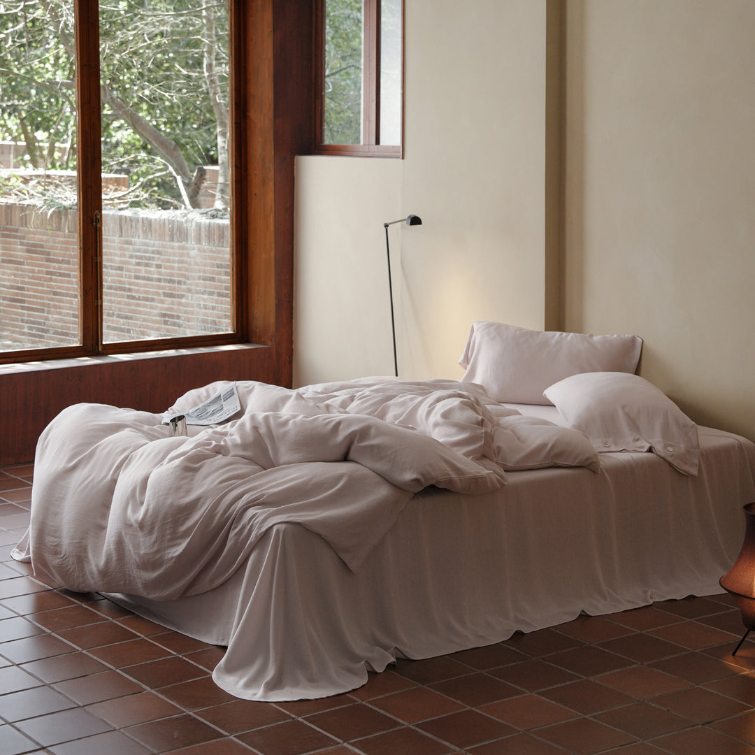 Luxus Bio-Baumwoll-Satin-Bettbezug-Set mit Knopfverschluss