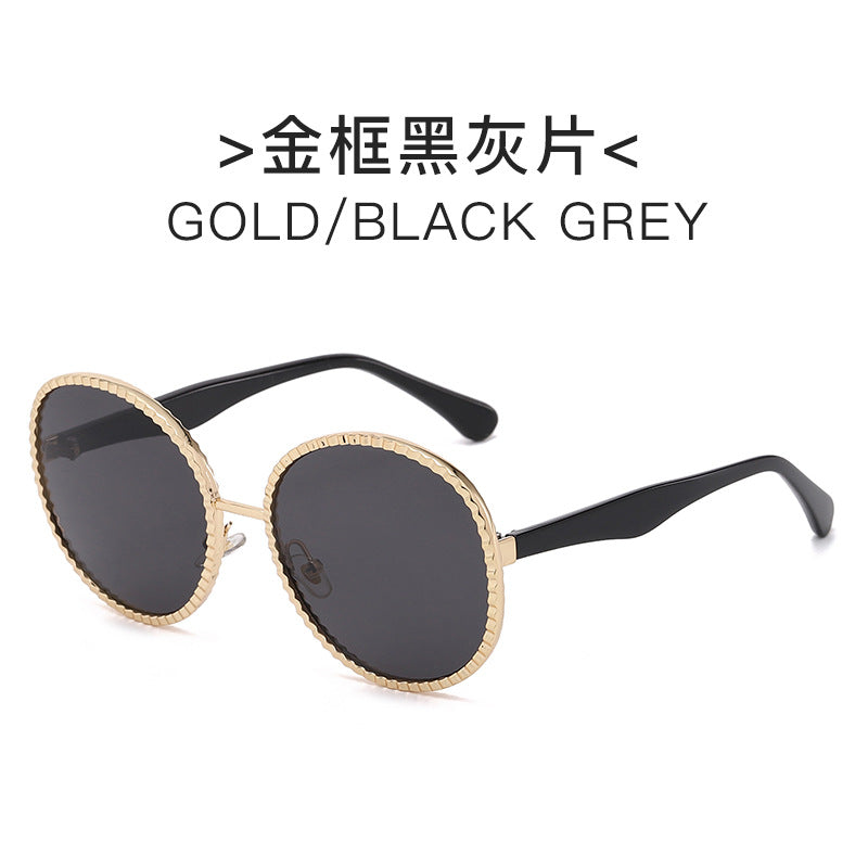 Damen elegante oversized Sonnenbrille mit gewebtem goldenen Rahmen Karnz