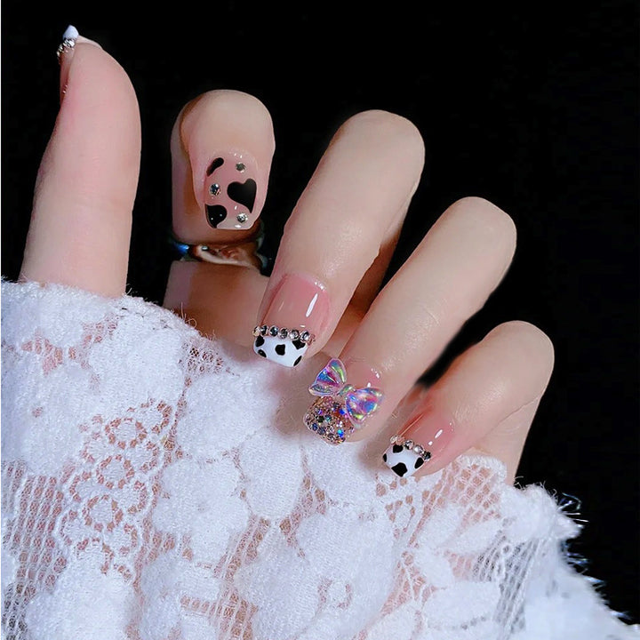 Verspielt Kuhmuster Press-On Nagelset