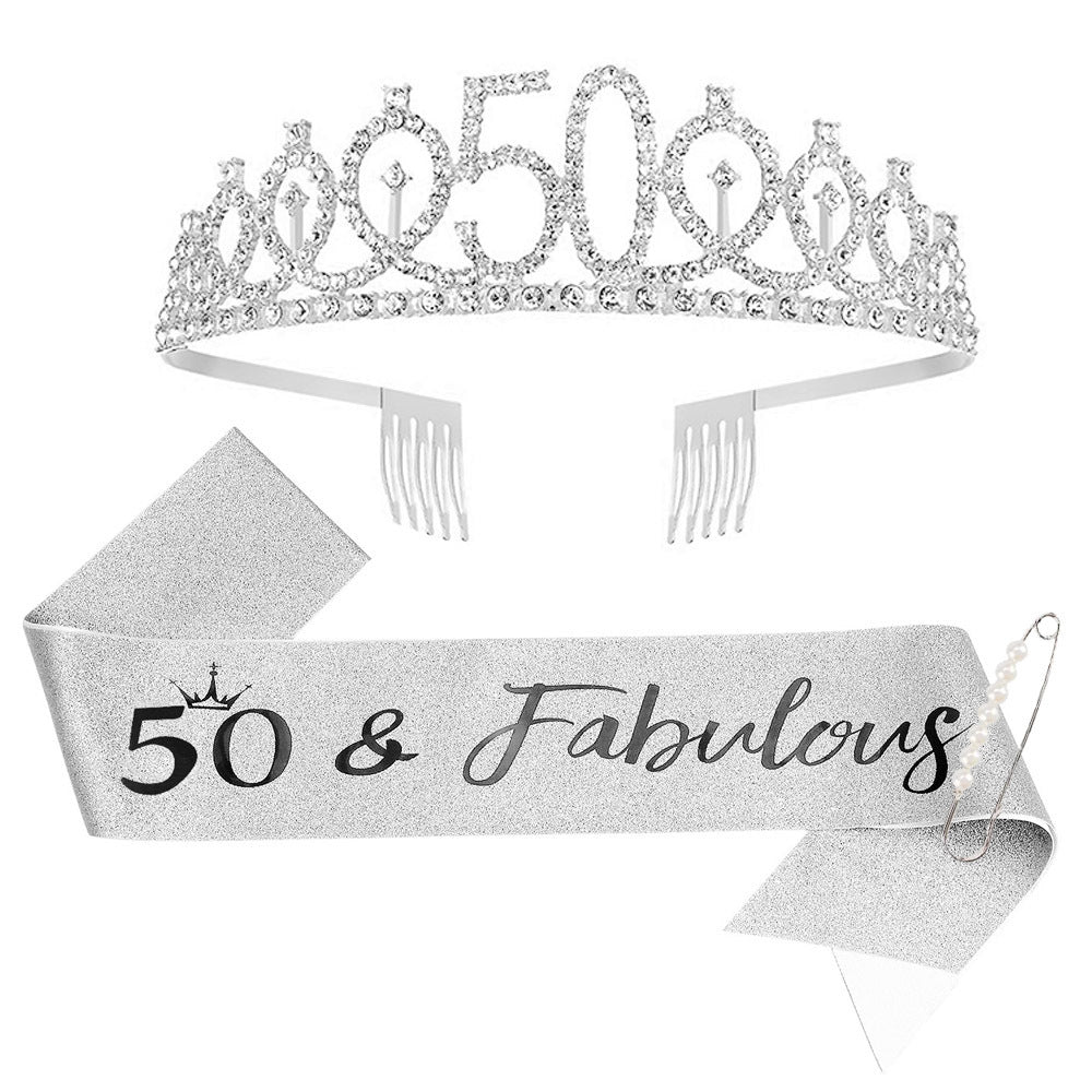 Damen Glitzernde Tiara mit personalisiertem 80. Geburtstagsschriftzug Karnz