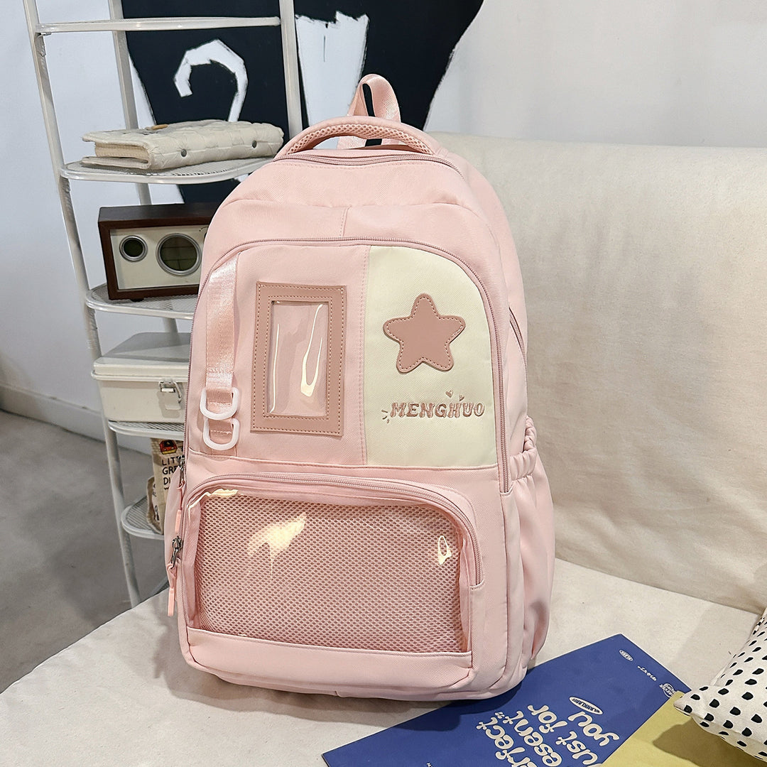 Strukturierter Casual-Rucksack mit transparentem Fach Karnz