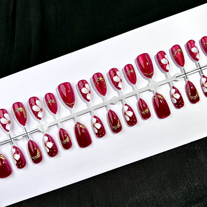 Künstlerisches Floral Press-On Nagelkunst Set